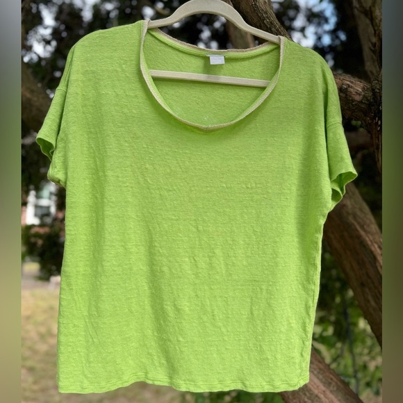 CHICO’S M Runs Large Loose Fit V-Neck Short Sleeve Light Knit Top Chico Size 1 - Picture 7 of 14